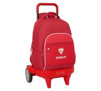 Safta Sevilla FC - Grand sac à dos à roulettes, compact évolution, amovible, idéal pour les enfants de différents âges, confortable et polyvalent, qualité et résistance, 33 x 22 x 45 cm, rouge, M