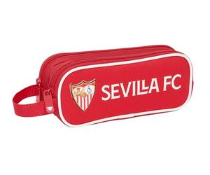 Safta Sevilla FC - Trousse Double Enfant, idéale pour Les Enfants d'âge Scolaire, Confortable et Polyvalente, qualité et résistance, 21 x 6 x 8 cm, Rouge, M, Décontracté