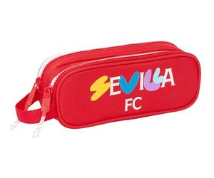 safta Sevilla FC - Trousse Double pour Enfant, idéale pour Les Enfants d'âge Scolaire, Confortable et Polyvalente, qualité et résistance, 21 x 6 x 8 cm, Rouge, Rouge, Estándar, Décontracté