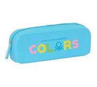 Benetton Spring Trousse carrée en Silicone, idéale pour Les Enfants d'âge Scolaire, Confortable et Polyvalente, qualité et résistance, 18,5 x 5,5 x 7,5 cm, Couleur Bleu Ciel, Bleu Ciel, Estándar,