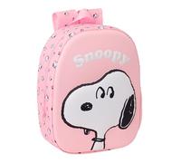 safta SNOOPY 3D - Sac à dos d'école, avec design 3D, adaptable au chariot, idéal pour les enfants de différents âges, confortable et polyvalent, qualité et résistance, 27 x 10 x 33 cm, rose clair, M