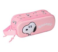 Safta Trousse double Snoopy 3D – Enfant 21 x 6 x 8 cm Rose clair