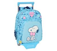 safta SNOOPY LOVE - Sac à dos pour enfant avec chariot 705, idéal pour enfants de différents âges, confortable et polyvalent, qualité et résistance, 26 x 11 x 34 cm, bleu clair, M, Décontracté