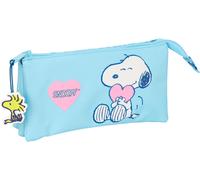 Safta Snoopy Love - Trousse Triple, Trousse Pour Enfant, Idéale Pour Les Enfants D'âge Scolaire, Confortable Et Polyvalente, Qualité Et Résistance, 22 X 3 X 12 Cm, Bleu Clair, M, Décontracté[Z919]