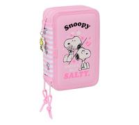 safta SNOOPY - Trousse scolaire avec 37 outils inclus, idéale pour les enfants de 5 à 14 ans, confortable et polyvalente, qualité et résistance, 12,5 x 5,5 x 19,5 cm