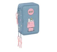 Safta Snoopy 12.5x19.5x5.5 Cm Triple Pencil Case Bleu Homme