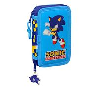 safta Sonic Trousse Scolaire Enfant avec 28 Outils Inclus Idéal pour Les Enfants de 5 à 14 Ans, Confortable et Polyvalent, qualité et résistance, 12,5 x 4 x 19,5 cm Bleu, Bleu, Estándar, décontracté