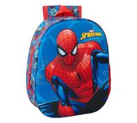 Safta SPIDERMAN 3D - Sac à dos d'école, avec design 3D, adaptable au chariot, idéal pour les enfants de différents âges, confortable et polyvalent, qualité et résistance, 27 x 10 x 33 cm, bleu marine