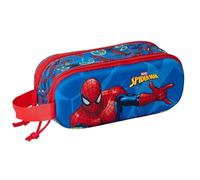 safta Spiderman 3D Trousse Double 3D, Trousse pour Enfant, idéale pour Les Enfants d'âge Scolaire, Confortable et Polyvalente, qualité et résistance, 21 x 6 x 8 cm, Bleu Marine/Rouge, M, Décontracté