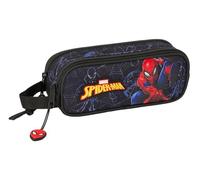 safta Spiderman Attack Trousse Double pour Enfant, idéale pour Les Enfants d'âge Scolaire, Confortable et Polyvalente, qualité et résistance, 21 x 6 x 8 cm, Noir, M, Décontracté
