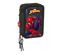 Safta - Trousse scolaire Spiderman Attack - 37 outils inclus, 5-14 ans, 12,5x5,5x19,5 cm