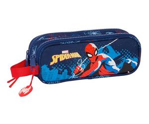 Safta Spiderman Neon Trousse Double pour Enfant, idéale pour Les Enfants d'âge Scolaire, Confortable et Polyvalente, qualité et résistance, 21 x 6 x 8 cm, Couleur Bleu Marine, Bleu Marine, Estándar,