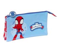 safta Spidey Rescue - Trousse Triple, Trousse pour Enfant, idéale pour Les Enfants d'âge Scolaire, Confortable et Polyvalente, qualité et résistance, 22 x 3 x 12 cm, Rouge, Bleu, M, Décontracté
