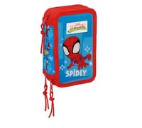 safta SPIDEY Trousse scolaire avec 37 outils inclus, trousse pour enfant, idéale pour enfants de 5 à 14 ans, confortable et polyvalente, qualité et résistance, 12,5 x 5,5 x 19,5 cm