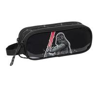 Safta Star Wars The Fighter Trousse Double pour Enfant, idéale pour Les Enfants d'âge Scolaire, Confortable et Polyvalente, qualité et résistance, 21 x 6 x 8 cm, Couleur Noire, Noir, Estándar,