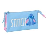 safta Stitch Bright - Trousse Triple, Trousse pour Enfant, idéale pour Les Enfants d'âge Scolaire, Confortable et Polyvalente, qualité et résistance, 22 x 3 x 12 cm
