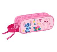 safta Stitch Chill - Trousse Double Enfant pour Enfant - Idéal pour Enfants d'âge Scolaire, Confortable et Polyvalent, qualité et résistance, 21 x 6 x 8 cm, Menton/Rose, M, décontracté, Mente/Rose, M