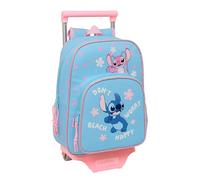 safta STITCH HAPPY - Sac à dos pour enfant avec chariot 705, idéal pour enfants de différents âges, confortable et polyvalent, qualité et résistance, 26 x 11 x 34 cm, bleu ciel, M, Décontracté