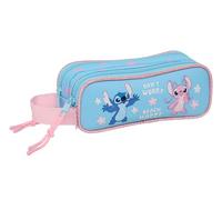 safta Stitch Happy Trousse Double pour Enfant, idéale pour Les Enfants d'âge Scolaire, Confortable et Polyvalente, qualité et résistance, 21 x 6 x 8 cm, Bleu Ciel, M, Décontracté