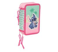 safta Stitch Ice Cream Trousse d'école avec 37 utiles Inclus, Trousse pour Enfant de 5 à 14 Ans, Confortable et Polyvalent, qualité et résistance, 12,5 x 5,5 x 19,5 cm, Rose, M, décontracté, Rose, M