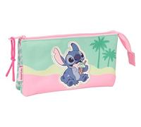 safta Stitch Ice Cream Trousse Triple pour Enfant, idéale pour Les Enfants d'âge Scolaire, Confortable et Polyvalente, qualité et résistance, 22 x 3 x 12 cm, Rose, M, Décontracté