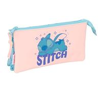 safta Stitch Ohana - Trousse Triple, Trousse pour Enfant, idéale pour Les Enfants d'âge Scolaire, Confortable et Polyvalente, qualité et résistance, 22 x 3 x 12 cm