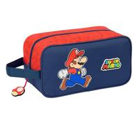 Super Mario Trick - Sac à Chaussures Moyen, Polyvalent, Sac à Chaussures, Sport, extrascolaire, Football, Confortable et Polyvalent, 29 x 14 x 15 cm, Bleu foncé/Rouge, M, Décontracté