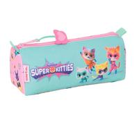 safta SUPERKITTIES - Trousse avec Fermeture éclair et Compartiment, Trousse pour Enfant, idéale pour Les Enfants d'âge Scolaire, Confortable et Polyvalente, qualité et résistance, 21 x 7 x 8 cm, Rose