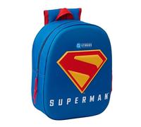 Safta Sac à dos scolaire SUPERMAN 3D – design 3D, adaptable au chariot, 27×10×33 cm Bleu M