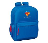 safta SUPERMAN - Sac à dos d'école, adaptable au chariot, idéal pour enfants de différents âges, confortable et polyvalent, qualité et résistance, 32 x 14 x 43 cm, bleu, M, Décontracté