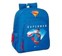 safta SUPERMAN - Sac à dos scolaire pour enfant, adaptable au chariot, idéal pour les enfants d'âge scolaire, confortable et polyvalent, qualité et résistance, 32 x 12 x 38 cm, bleu, M, Décontracté