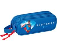 Safta Superman Trousse Double Pour Enfant, Idéale Pour Les Enfants D'âge Scolaire, Confortable Et Polyvalente, Qualité Et Résistance, 21 X 6 X 8 Cm, Bleu, M, Décontracté[Z1981]