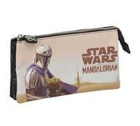 Safta The Mandalorian This is The Way Trousse Triple pour Enfant, idéale pour Les Enfants d'âge Scolaire, Confortable et Polyvalente, qualité et résistance, 22 x 3 x 12 cm, Couleur Noire, Noir,