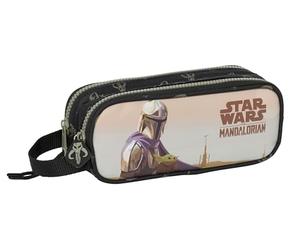 Safta The Mandalorian This The Way - Trousse Double Enfant, idéale pour Les Enfants d'âge Scolaire, Confortable et Polyvalente, qualité et résistance, 21 x 6 x 8 cm, Couleur Noire, Noir, Estándar,