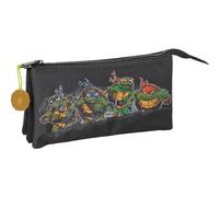 safta Tortues Ninja Trousse Triple pour Enfants, idéale pour Les Enfants d'âge Scolaire, Confortable et Polyvalente, qualité et résistance, 22 x 3 x 12 cm, Gris/Noir, Gris/Noir, Estándar, Décontracté