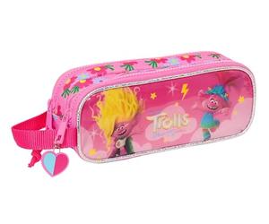 Safta Trolls 3 Trousse Double pour Enfant, idéale pour Les Enfants d'âge Scolaire, Confortable et Polyvalente, qualité et résistance, 21 x 6 x 8 cm, Rose, Rose, Estándar, Trousse Scolaire