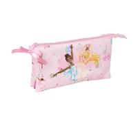 BARBIE BALLET - Trousse triple, trousse pour enfant, idéale pour les enfants d'âge scolaire, confortable et polyvalente, qualité et résistance, 22 x 3 x 12 cm