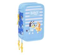 Safta Trousse scolaire Bluey Let's Play – 37 pièces – Bleu – 12,5x5,5x19,5 cm