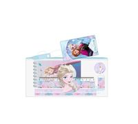 safta | Trousse d'activités Disney La Reine des Neiges, en PVC Transparent avec Fermeture éclair, Comprenant Une règle de 15 cm, 2 Crayons, Un Taille-Crayon, Une Gomme et Un Bloc-Notes de 70 Feuilles