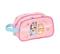 SAFTA | Trousse de Toilette Enfant Bluey Dance Compatible avec Chariot, poignée latérale avec Fermeture zippée, imprimé Rose Bluey et Bingo, Dimensions 26x12x15 cm