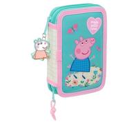 SAFTA - Trousse - double, 29 pièces - Peppa Pig "Fleurs Jolies Multicolore