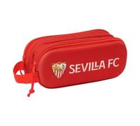safta | Trousse Double 3D FC Séville, pour Enfants et Adolescents, avec Deux Compartiments, Double Fermeture éclair, poignée latérale, Dimensions : 21 x 6 x 8 cm