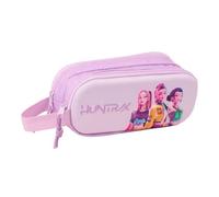 safta | Trousse Double 3D Iconique K-Pop Demon Hunters, Organiseur Scolaire à Deux Compartiments zippés, poignée de Transport latérale, Dimensions : 21 x 6 x 8 cm, Trousse à 2 Compartiments