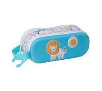 safta | Trousse Double 3D Lion, pour Enfants avec Deux Compartiments zippés, poignée latérale, étui pour Crayons et feutres, Dimensions : 21 x 6 x 8 cm