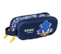 Sonic City - Trousse Double 3D, Trousse pour Enfant, idéale pour Les Enfants d'âge Scolaire, Confortable et Polyvalente, qualité et résistance, 21 x 6 x 8 cm, Bleu, M, Décontracté