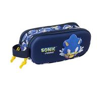 Sonic City - Trousse Double 3D, Trousse pour Enfant, idéale pour Les Enfants d'âge Scolaire, Confortable et Polyvalente, qualité et résistance, 21 x 6 x 8 cm, Bleu, M, Décontracté