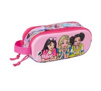 safta | Trousse Double Barbie 3D, pour Enfants avec Motif en Relief sur Le Devant, Deux Compartiments zippés, poignée latérale, Dimensions : 21 x 6 x 8 cm, Trousse à 2 Compartiments