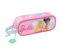 Safta Trousse double Barbie Painterly 21×6×8 cm Rose/Bleu ciel polyester résistant fermeture éclair
