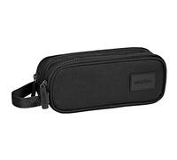 safta - Trousse Double Enfant, étui pour Enfants, idéal pour Les Enfants d'âge Scolaire, Confortable et Polyvalent, qualité et résistance, 21 x 6 x 8 cm, Couleur Noire, Noir, Estándar, décontracté