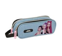 safta | Trousse Double K-Pop Demon Hunters Huntr/X, Trousse Enfant avec Deux Compartiments zippés, poignée latérale, idéale pour la rentrée Scolaire, Bleue, Dimensions : 21 x 6 x 8 cm